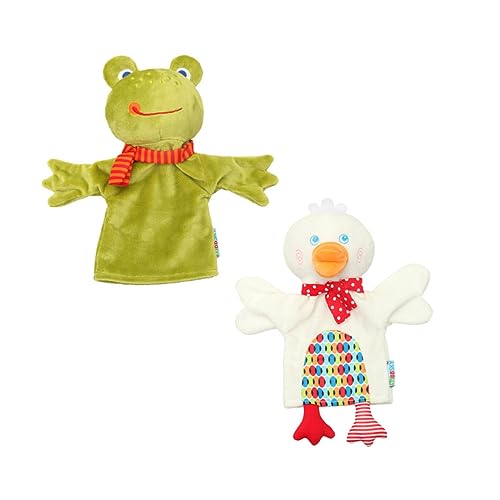 GARVALON 2st Handpuppe Pädagogisches Spielzeug Ausgestopftes Tierspielzeug Geschichte Erzählende Marionette Tierische Fingerpuppen Plüschhandschuh Spielzeug Kinderspielzeug Green Baumwolle von GARVALON