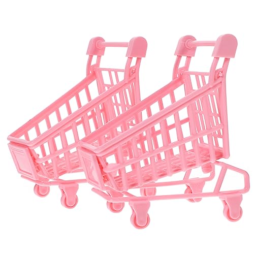 GARVALON 2st Mini-Trolley Handwagen Trolley Spielzeug Kleiner Bilderrahmen Trolley-Modell Supermarkt-handkarren-Spielzeug Trolley-Spielzeug Mini-Shopping-Spielzeug Ordnerregal Rosa Eisen von GARVALON