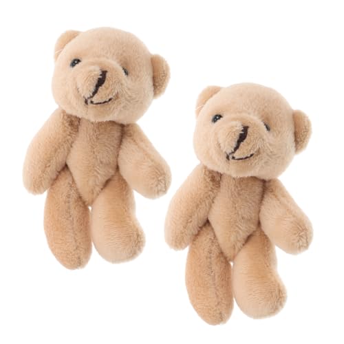 GARVALON 2st Puppenhauspuppe Mini-bären-anhänger Weihnachtliche Kuscheltiere Schlüsselanhänger Mit Ausgestopftem Bären Geldbörse-schlüsselanhänger Stofftierspielzeug Kurzer Plüsch Beige von GARVALON