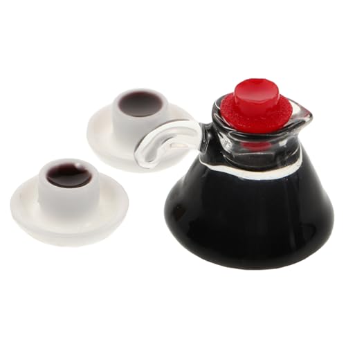 GARVALON 3 Stück Mini-kaffeekanne, Puppenhaus-zubehör, Miniatur-teetassen-Sets, Kaffeemaschine, Wasserkocher, Miniaturen, Lebensmittel, Küche, Dekoration, Handwerk von GARVALON