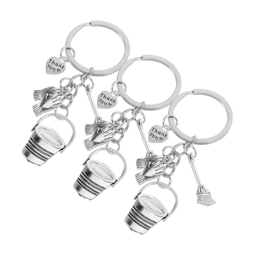 GARVALON 3 Stück Teiliges Schlüsselanhänger mit Besen Eimer und Handschuhen Stilvolles für Reinigungskräfte Robustes Metall Praktische Schlüsselringe zur Wertschätzung im Haushalt GARVALON 3 Stück Teiliges Schlüsselanhänger mit Besen Eimer und Handschuhen Stilvolles für Reinigungskräfte Robustes Metall Praktische Schlüsselringe zur Wertschätzung im Haushalt von GARVALON