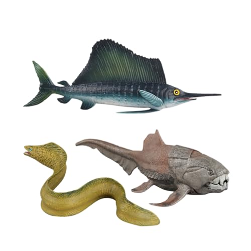 GARVALON 3 Teilige Meerestier Ornamente Tiere Dunkleosteus Modell Meerestierfigur Desktop Tiere Sammlerstück Meerestierfiguren Meereslebewesen Statue Meeresspielzeug Meerestier von GARVALON