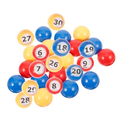 GARVALON 30 Stück Bingo Ersatzbälle Kunststoffbälle Bunte Bälle Kugel Partybälle Kugelbälle Party Tombola Bälle Bingobälle Bälle Für Unterhaltungsspielbälle von GARVALON