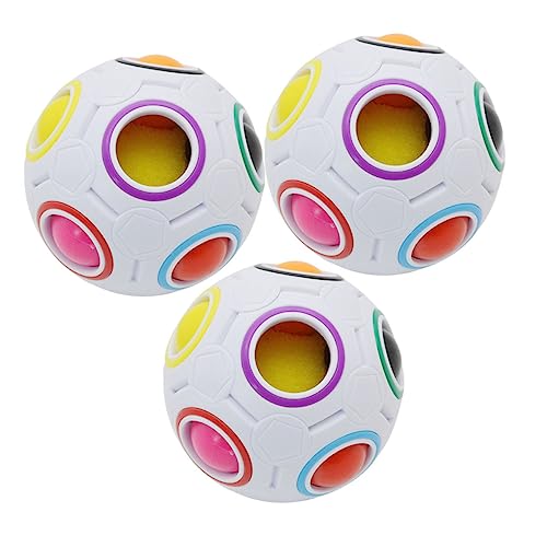 GARVALON 3St magischer Ball Würfelspielzeug würfel Ball Spielzeug Würfel Regenbogenkugel kinderspielzeug Spielzeug für Kinder Stress Zappelball Würfel-Regenbogen-Puzzleball Abs Colorful von GARVALON