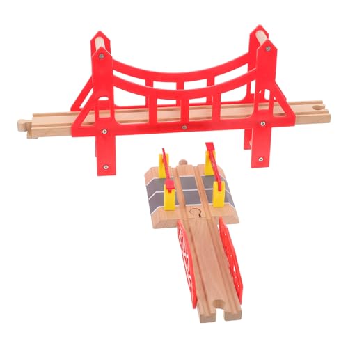 GARVALON 3st Gleisbausteine Kleinkinderschürze Gleiszubehör Puzzle-zubehör Zugbrücken-Spielzeug Zum Selbermachen Eisenbahnschienen Spielzeug Gleisanlagen Bahngleise Für Kinder Holz von GARVALON