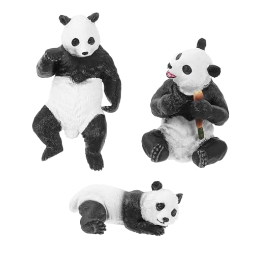 GARVALON 3st Panda-dekor Panda-Statue Mini-Panda-Figur Panda-skulptur Puppenhauszubehör Panda-Modelle Lebensechter Panda Wildtierfigur Panda Kuchen Topper Märchengarten Panda Plastik von GARVALON