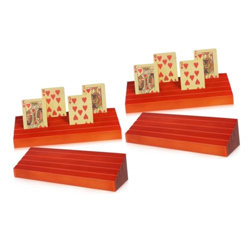 GARVALON 4 Stück 1 Spielkarten-Handhalter Spielkartenständer Brückenkartenhalter spielkartenhalter Kartenspiel Halter Kartenhalter für Spielkarten Kartendeckhalter Holzständer Kiefernholz von GARVALON