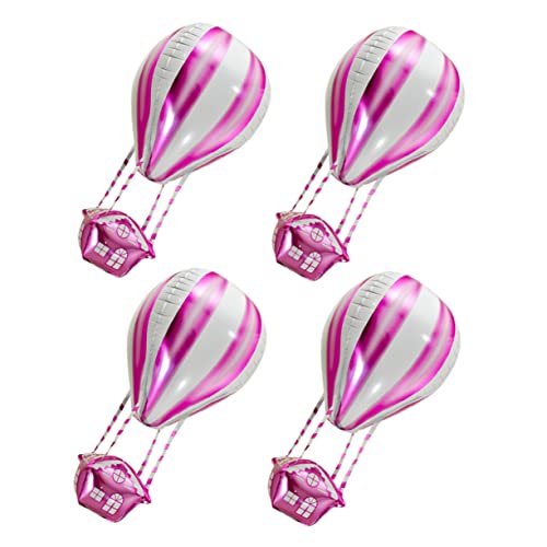 GARVALON 4 Stück Heißluftballon Kinderspielzeug Verkaufsstand Folienballon 4d Ballongas luftballons aufkleber hochzeit spielzeuge Ballon aus Aluminiumfolie Ballon zum Kindergeburtstag Rosa von GARVALON