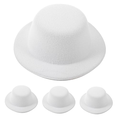 GARVALON 4 Stück Mini-Hut Schneemannmützen Zum Basteln Mini-schneemann-Puppe Schneemann-dekorationsset Sombrero-hüte Schneemann-kostüm-Hut Schneemann Basteln DIY Kits Mini-hüte Weiß Stoff von GARVALON