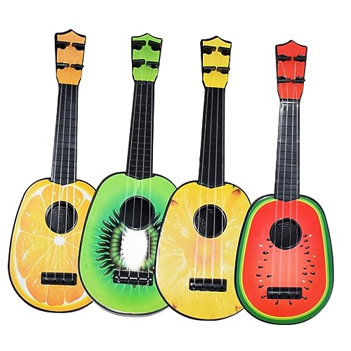 GARVALON 4er Set Mini Obst Gitarre Musikinstrumente Für Lernspielzeug Ukulele Wassermelonen Orangen Kiwi Und Ananas Design Pädagogisches Für Kleinkinder von GARVALON