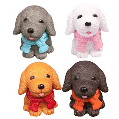 GARVALON Spielzeug Für Hunde 4er Set Miniatur Hundefiguren Üße Welpen Deko Für Bonsai Und Kinderzimmer Hundeschmuck 4 Farben Perfekte Tierfiguren Für Hundefreunde Und Sammler Kuscheltiere Hunde von GARVALON