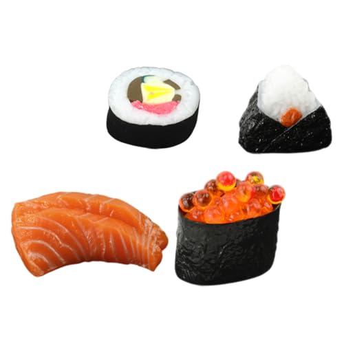 GARVALON 4 Stück Simulation Lebensmittelmodell Sushi gefälschte Lebensmitteldekore künstliches Japanisches Essen Simulation Onigiri-Modell lebensechtes Onigiri-Modell künstliche Nahrung PVC von GARVALON