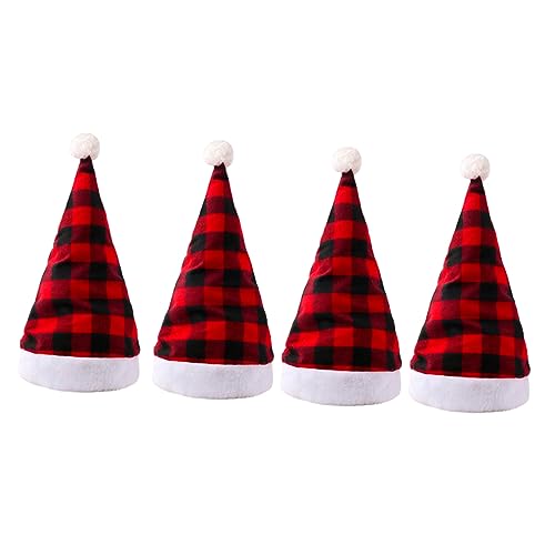 GARVALON 4 Stück Weihnachtsmütze Weihnachts-party-hüte Weihnachtskopfschmuck Beanie-mütze Für Weihnachtsfeiern Hut Anziehen Partyhüte Für Erwachsene Weihnachtsfeier Hut Weihnachtsdeko Stoff von GARVALON