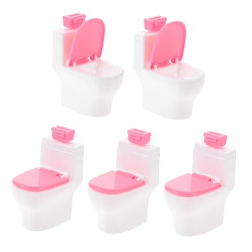 GARVALON 5 Stück Puppen Wc Spielzeug Mini Toilette Mini Spielzeug Kleine Hausmöbel Puppenhaus Möbel Zubehör Winzige Toilette Puppenhaus Möbel Miniatur Mini Möbel Aus von GARVALON