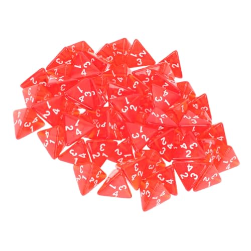 GARVALON 50-teiliges Rotes Tetraeder-würfelset Würfelsammlung Mit Großen Zahlen Spielwürfel Für Brettspiel-Requisiten Im Klassenzimmer Kompakt Und Tragbar Für Tabletop-Spiele von GARVALON