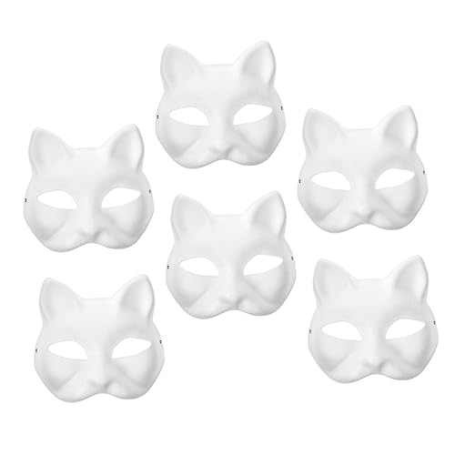 GARVALON 6 Stück Leere Katzenformmasken Für Cosplay Und Kostümpartys Unbemalte Katzenmasken Aus Hochwertigem Material Ideal Für Karneval Halloween Und Kreative Bastelprojekte von GARVALON