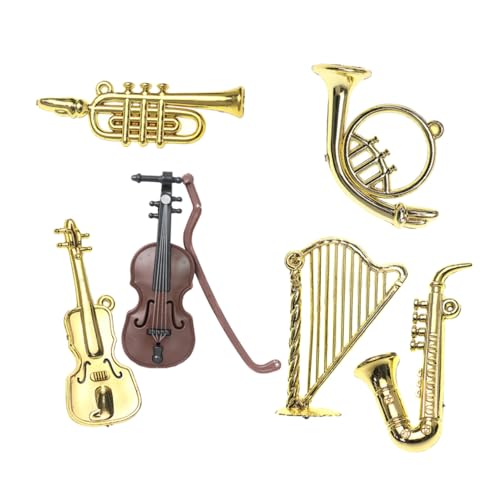 GARVALON Baby Puppenhaus 6 Teiliges Miniatur Musik Instrumenten Set Für Puppenhaus Klassische Dekoration Für Mini Häuser Und Puppenzubehör Ideal Für Kreative Spielwelten Doll House von GARVALON