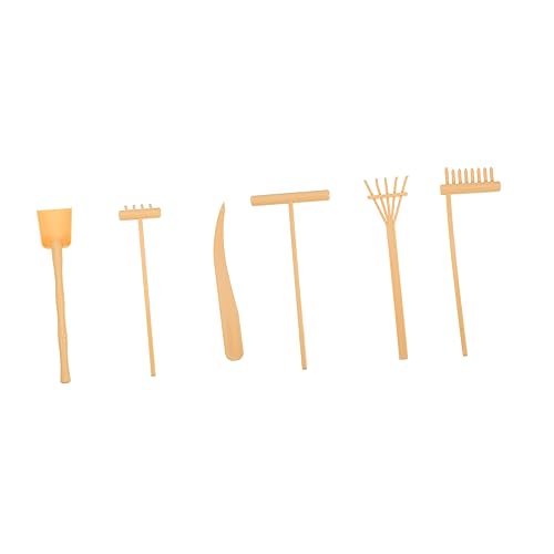 GARVALON 6st Sandrechen Automatisch Mini-rechen-kit Mini-rechen-schiebewerkzeuge Rechen Aus Bambussand Sandspielzeug Zen-gartenzubehör Mini-rechen-Ornamente Mikrospielzeug Yellow Plastik von GARVALON