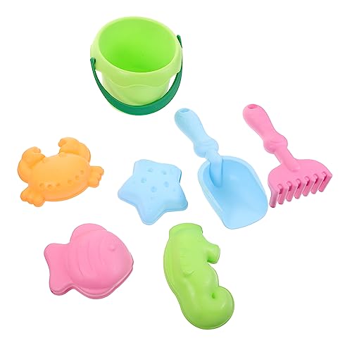 GARVALON 7 Teiliges Strandspielzeug Set Für Wasserspielzeug Mit Sandformen Schaufel Eimer Und Sandtrichter Ideal Für Den Außenbereich Und Den Sandkasten Zufällige Farben von GARVALON