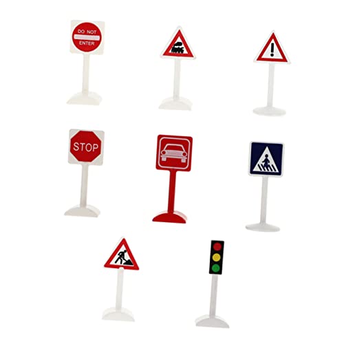 GARVALON 8St Verkehrszeichen-Ornamente Kinder Simulation Straßenschild verkehrszeichen Spielzeug Verkehrsschilder Spielzeug Simulations-Straßensperren Verkehrsindikatormodell Plastik von GARVALON