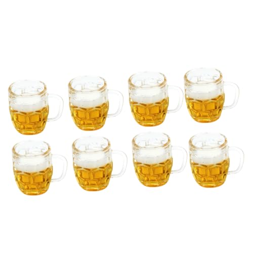 GARVALON 8er Set Miniatur Bierkrüge Aus Resin Für Puppenhaus Adorable Mini Beer Mugs Dekorationen Für Heimdeko Und Spielzeugmodelle von GARVALON