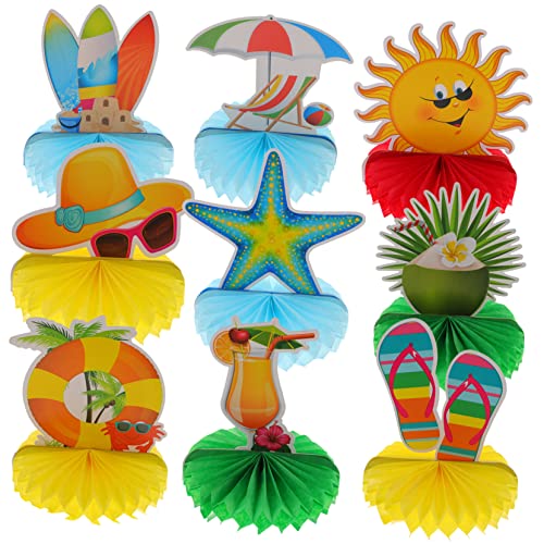 GARVALON 9 Stück Sommer Waben Ornamente Party Tischdekoration Waben Desktop Dekoration Seidenwaben Dekor Party Mittelstücke Für Tische Papier Hawaii Party Dekoration Heimdekoration von GARVALON