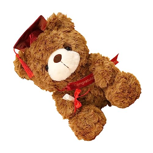 GARVALON Teddybär Riesen Teddybär Abschluss Üschbär Mit Doktorhut Kuscheltier Für Graduierungsgeschenke Tiefbraun Mit Rotem Hut Ideales Zur Feier des Abschlusses Für Studenten Und Absolventen von GARVALON