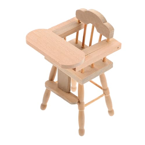 GARVALON Babyhochstuhl sitzhocker Kinder kindersitze maluszkowe Puppenhausmöbel mockin Desktop-Mini-Möbel dekorativer Miniatur-Hochstuhl Miniatur-Hochstuhlmöbel Puppenhauszubehör hölzern von GARVALON