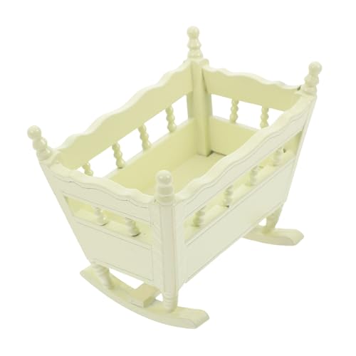 GARVALON Babywiege Spielzeug Miniaturbettmodell Mini-möbelmodelle Puppenbett Aus Holz Puppenmöbel-Requisiten Bett Für Miniatur-puppenbett Puppenhausmöbel Minibett Birke von GARVALON