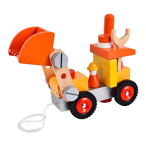 GARVALON Bagger LKW-Spielzeug Für Kinder Kinder-muldenkipper-Spielzeug Kinder Trainieren Spielzeug Baufahrzeug Jungenbau Kinderspielzeug Spielzeug Auseinandernehmen Bauwagen Hölzern von GARVALON