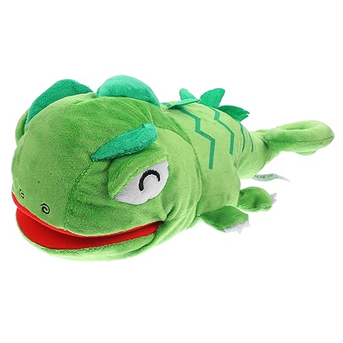 GARVALON Handpuppe Kaninchenpuppe Handpuppe Mit Beweglichem Mund Plüsch-eidechsenspielzeug Puppen Für Kinder Handpuppe Für Kinder Kinderpuppen Chamäleon-Puppe Pp Baumwolle Green von GARVALON