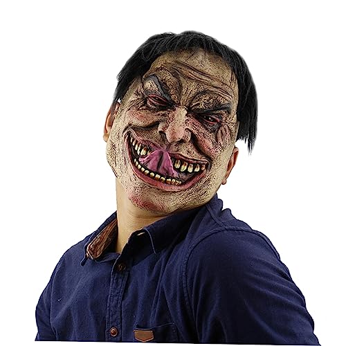 GARVALON Halloween Maske Mit Versautem Lächeln Lustige Und Gruselige Clown Maske Für Cosplay Maskerade Party Mottoparty Und Halloween Feiern Unisex Vollkopf Maske von GARVALON