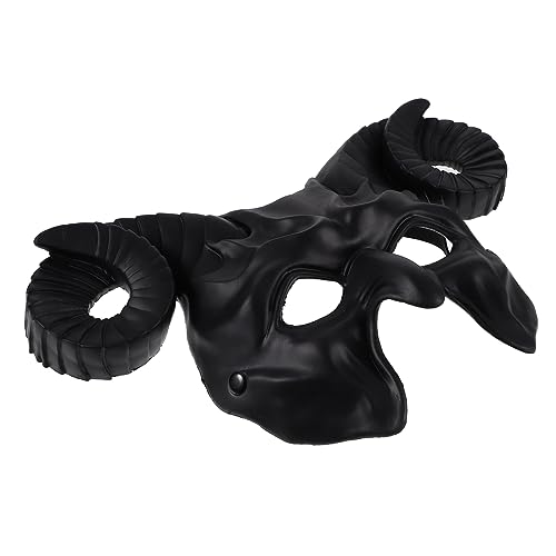 GARVALON Halloween-maske Halloween-dämonenmaske Tierkopf Gruselige Horntiermaske Stirnbänder Teufel Dämon Gehörnt Cosplay-maskenornament Horror Maskerade Hörner Männlich Ziege Black Plastik von GARVALON