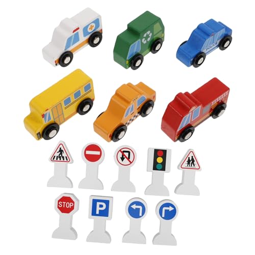 GARVALON Holzfahrzeug Spielset mit Verkehrszeichen Nachhaltiges Baustellen Sicherem Holz Fördert Verkehrserziehung und Interaktives für Jungen und Mädchen GARVALON Holzfahrzeug Spielset mit Verkehrszeichen Nachhaltiges Baustellen Sicherem Holz Fördert Verkehrserziehung und Interaktives für Jungen und Mädchen von GARVALON