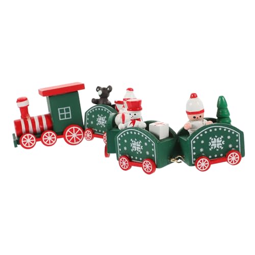 GARVALON Holzspielzeug Weihnachtszug Bunte Lokomotive Mit Fünf Waggons Für Kreative Tischdekoration Für Weihnachten Geschenkidee Für Das Fest von GARVALON