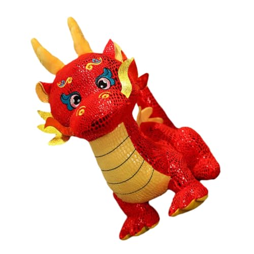 GARVALON Jahr der Drachen-Maskottchen-Puppe Kuscheltier Drache Plüsch-Cartoon-Drachenspielzeug chinesische neujahrsdekoration glucksbringer ausgestopfte Drachenpuppe Plüschdrache Plüschtier von GARVALON