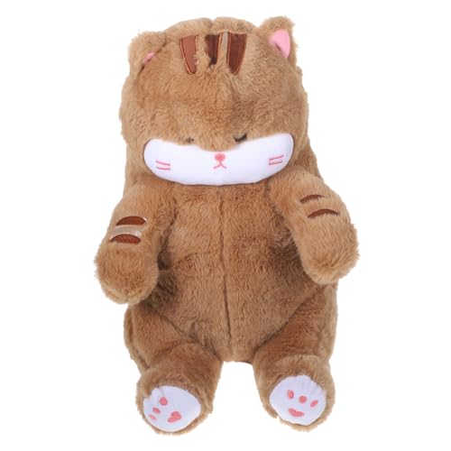 GARVALON Katzenkissen Katzenkuscheltier Cutie Cats Plush cat plüschkatzen Katzen Spielzeug cat Toy Katzenpuppenspielzeug Katzenspielzeug Plüschtiere Kuscheltiere Plüsch PP Baumwolle Brown von GARVALON