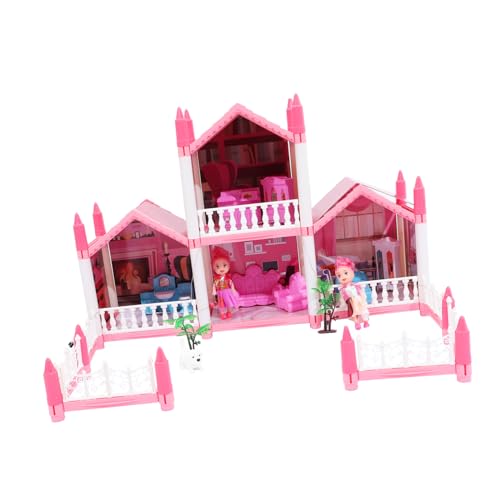 GARVALON Kinderburg interaktives Spielzeug Interactive Toys Puzzlespielzeug spielzeughaus Toys for Schloss-Puppenhausmodell Kinder DIY großes Villa-Schloss DIY-Burgspielzeug Abs Rosa von GARVALON