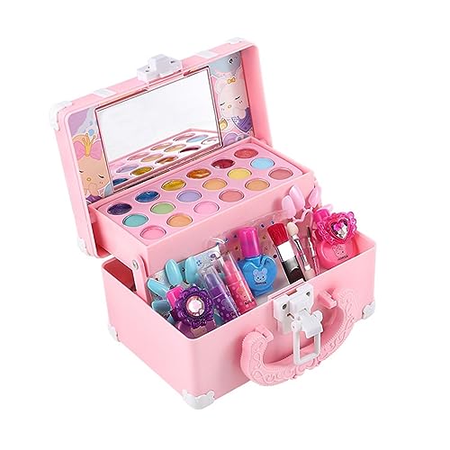 GARVALON Kinderkosmetik Lernspielzeug Für Kinder Kosmetikkoffer Für Kleine Mädchen Puppenhaus-Make-up-spielzeugset Spielzeug Für Mädchen Make-up-Spielzeug Für Kinder Kinderanzug Abs Rosa von GARVALON