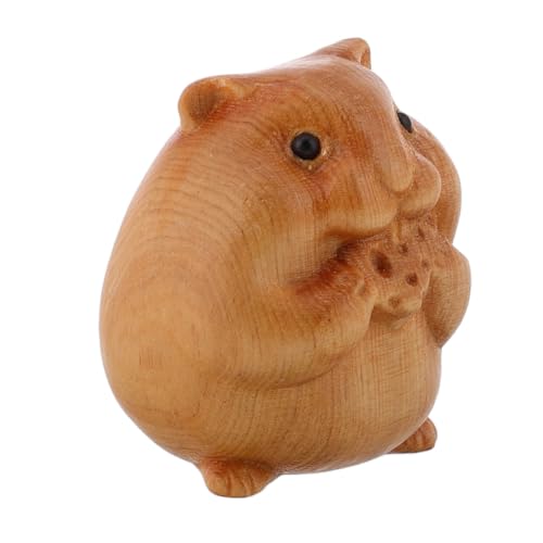 GARVALON Mini-Hamster-Modell Hühnerspielzeug Mini- Dekorationszubehör Auto Hamsterfigur Holz Hamster Deko Holzornament Ostern-Desktop-Ornament hölzern Light Brown von GARVALON