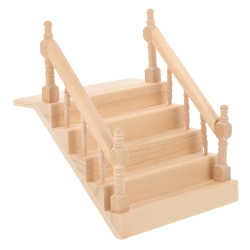 GARVALON Mini Holztreppe Für Puppenhaus Dekorative Miniatur Treppe Tischornament Hochwertige Dekoration Ideal Für Handwerk Und Kreative Projekte Naturbelassen von GARVALON