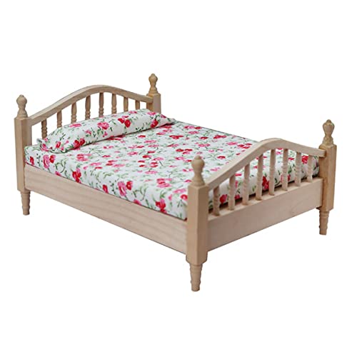 GARVALON 12 Doppelbett Mit Blumenmuster Ideales Zubehör Für Kleine Hausdekoration Und Schlafzimmer Szenen Puppenhaus öbel Accessoire von GARVALON