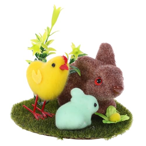 GARVALON Ornamente hasenfiguren Animal Figures Hasendeko teigroller Ostern ozdoby wielkanocne Miniatur-Kaninchen-Handwerk Kleines Kaninchen-Dekor für zu Hause Miniatur-Häschen Beflockung von GARVALON