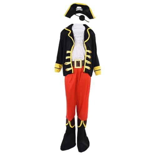 GARVALON Piratenkostü Für Mit Piratenhut Halloween Verkleidung Für Größe XL 135cm 145cm Perfekt Für Piratenparty Und Karneval von GARVALON