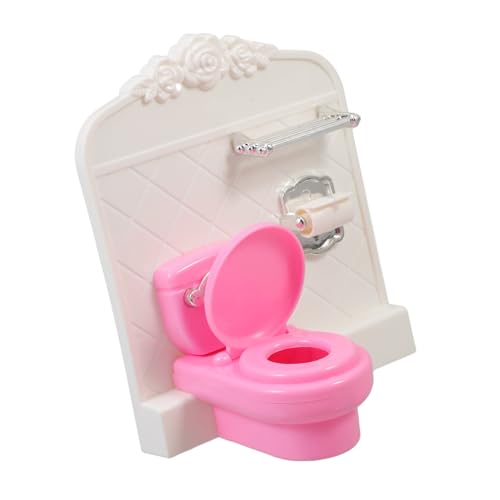 GARVALON Puppenhaus Badezimmer WC Ornament Mit Taschentuchständer Miniatur Toilette Für Puppen Ideal Zubehör Für Puppenhaus Spielzeuge Und Figuren von GARVALON