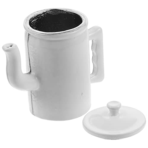 GARVALON Puppenhaus Wasserkocher Wasserkrüge Für Puppenhäuser Mini-kaffeekannenmodell Mini-puppenhaus Niedliches Kaffeekessel-Modell Kaffeekannen Im Maßstab 1:12 Miniküche Legierung Weiß von GARVALON