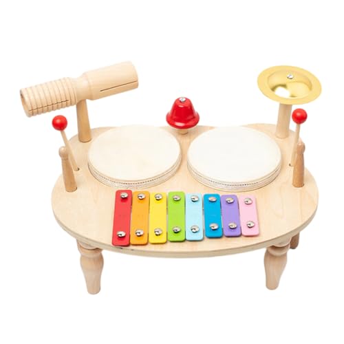 GARVALON Set Kindertrommel Musiktisch Schlagzeug Kinder Jazztrommel Spielzeug Schlaginstrumente Musikspielzeug Frühes Pädagogisches Spielzeug Jazz Schlagzeug von GARVALON