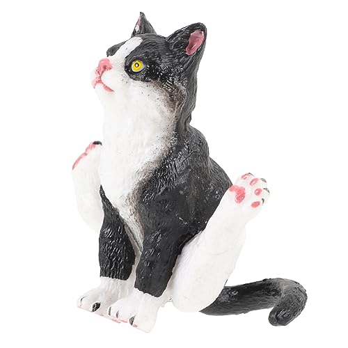 GARVALON Simulationskatzenmodell Sitzende Katzenstatue Schwarze Katzenfigur Katzenfiguren Zum Sammeln Kleines Katzenmodell Kätzchenfigur Sammelbare Tierfigur Katzenskulptur Black PVC von GARVALON