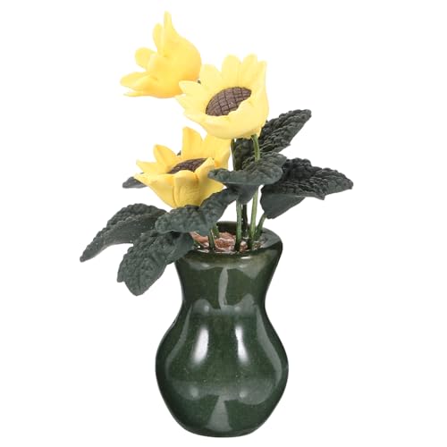 GARVALON Sonnenblumenornamente Pflanzen Spielzeug Sonnenblumen Deko Dekoration Kleiner Bonsai Zubehör Für Puppenhäuser Miniatur-puppenhauszubehör Kleine Topfpflanze Miniatur-Bonsai Ton von GARVALON