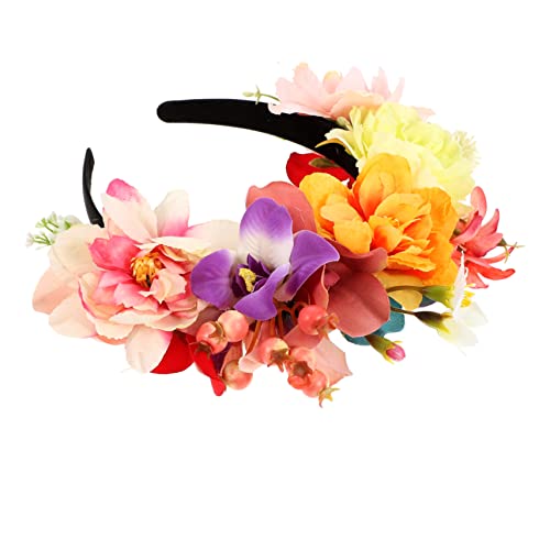 GARVALON Stirnband aus künstlichen Blumen Blumen-Haargirlande Stirnband für Mädchen Rosa Frauen wedding hair accessories hochzeits haarschmuck Braut-Blumen-Stirnband Braut Blumenkrone Stoff von GARVALON